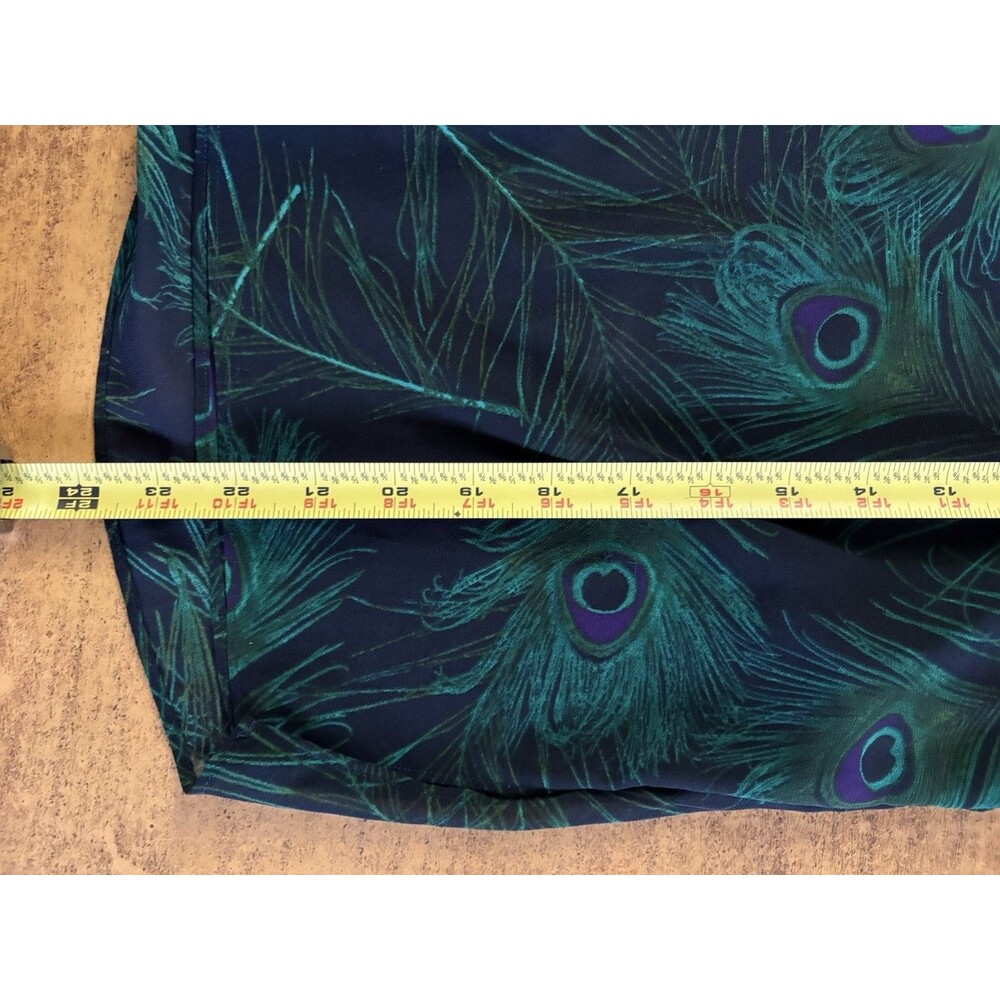 Michael Kors Women's Blouse Peacock‎ Print, Navy Green, Plus Size Small S - Picture 7 of 7